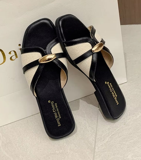 New Fashion Belt Buckle Brand Designer Flats Slippers CODE: KAR5154
