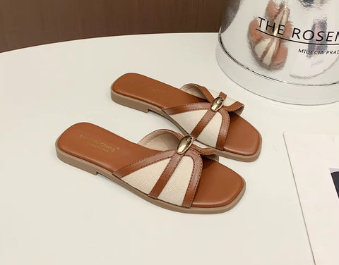 New Fashion Belt Buckle Brand Designer Flats Slippers CODE: KAR5154