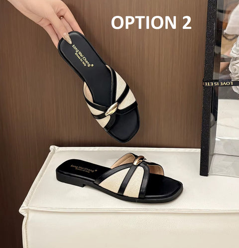 New Fashion Belt Buckle Brand Designer Flats Slippers CODE: KAR5154