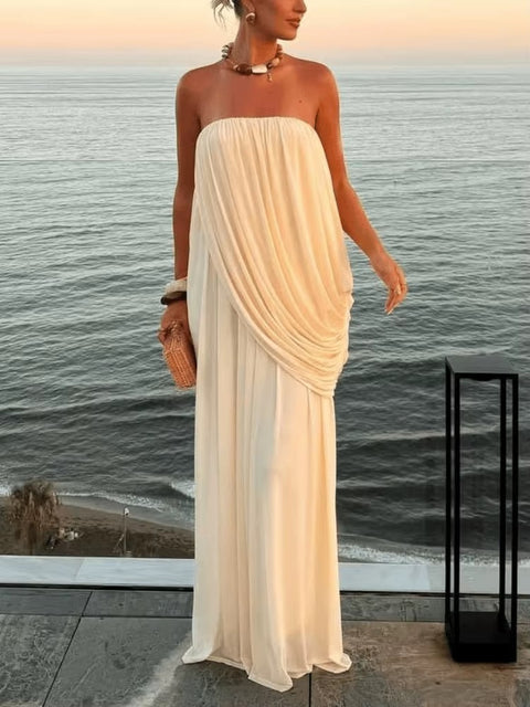 New Fashion Sexy Folds Tube Top Long Dresses CODE: KAR5156