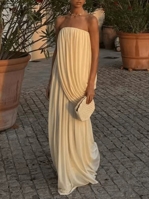 New Fashion Sexy Folds Tube Top Long Dresses CODE: KAR5156