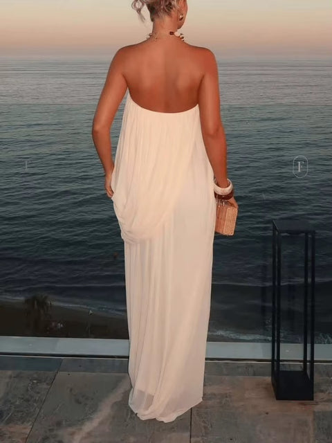 New Fashion Sexy Folds Tube Top Long Dresses CODE: KAR5156