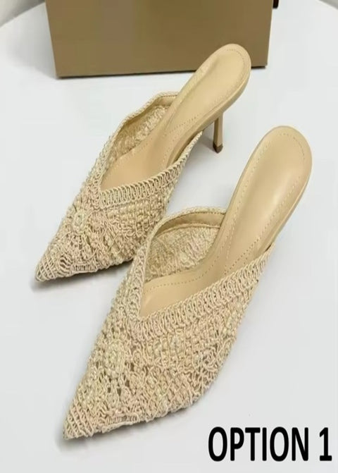 New Elegant Pointed Toe Woven Kitten Heels CODE: KAR5158