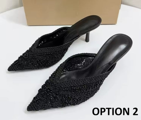 New Elegant Pointed Toe Woven Kitten Heels CODE: KAR5158