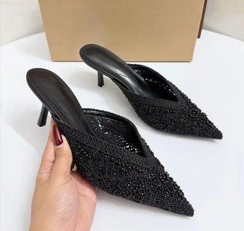 New Elegant Pointed Toe Woven Kitten Heels CODE: KAR5158