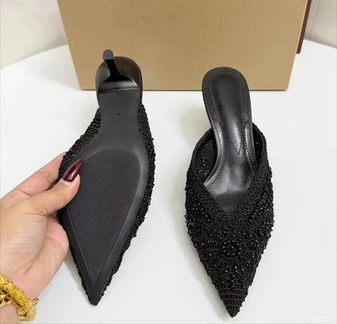 New Elegant Pointed Toe Woven Kitten Heels CODE: KAR5158