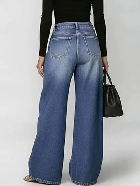 New Fashion Casual Solid Wide Leg Jeans Pants CODE: KAR5167