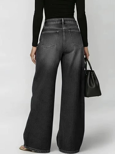 New Fashion Casual Solid Wide Leg Jeans Pants CODE: KAR5167