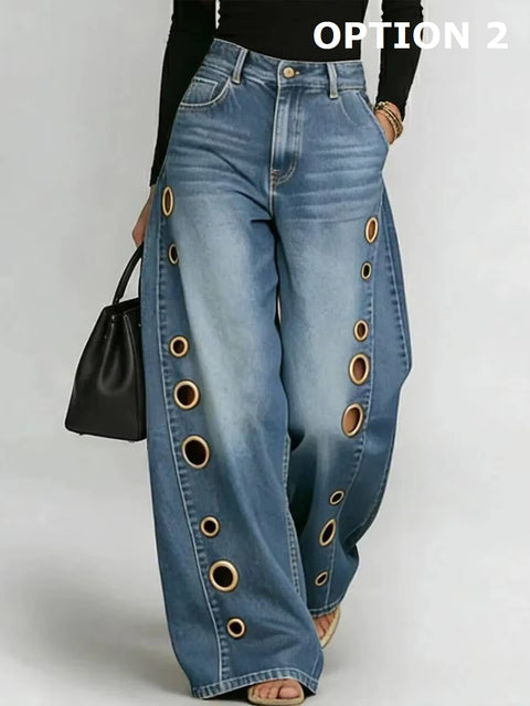 New Fashion Casual Solid Wide Leg Jeans Pants CODE: KAR5167