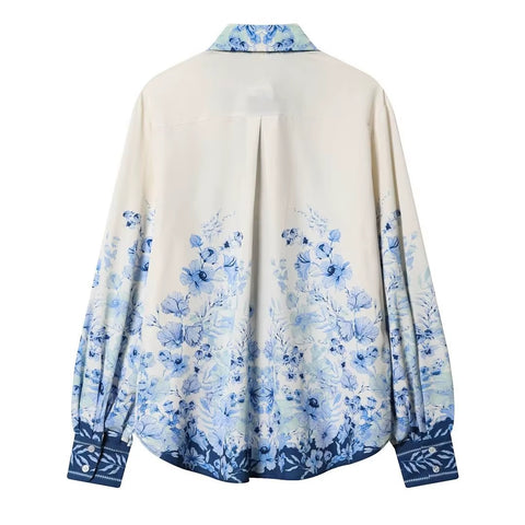 New High Waist Floral Print Long Sleeve Shirt Pants Set CODE: KAR5169