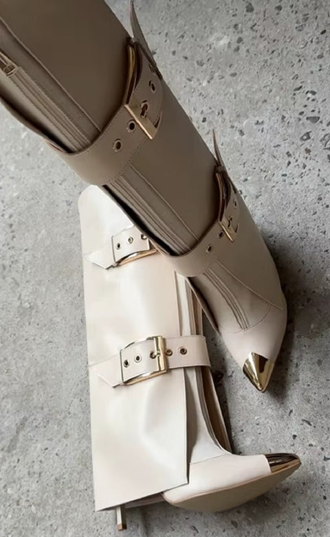 New Fashion Sexy Zipper Belt Buckle Knee High Heel Boots CODE: KAR5178