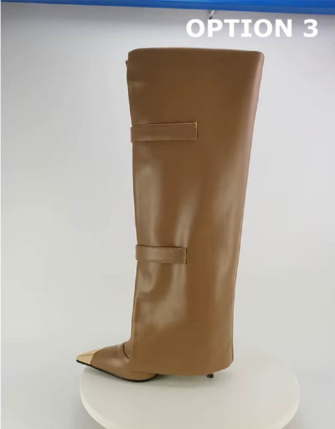 New Fashion Sexy Zipper Belt Buckle Knee High Heel Boots CODE: KAR5178