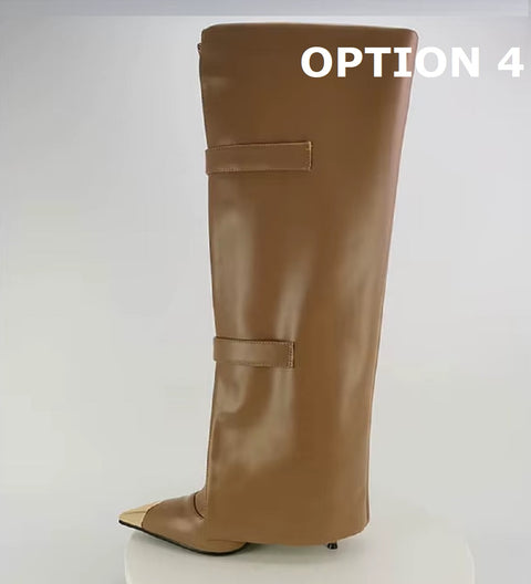 New Fashion Sexy Zipper Belt Buckle Knee High Heel Boots CODE: KAR5178
