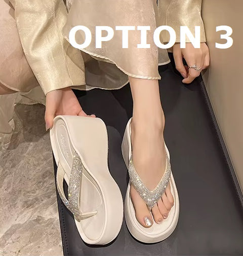 New Fashion Flip Flops Glitter Slides High Heels Platform Sandals CODE: KAR5182