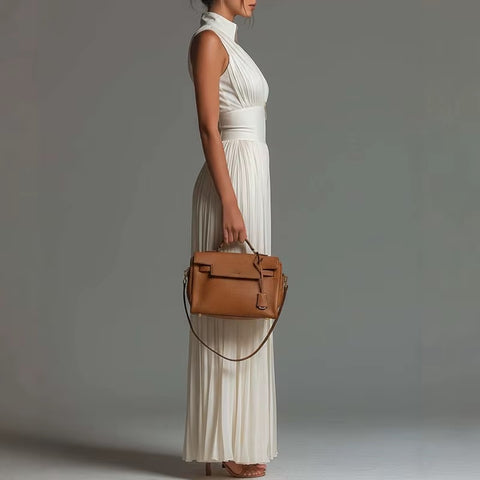 New High Waist Pleated Flowy Wide Leg Jumpsuit CODE: KAR5188