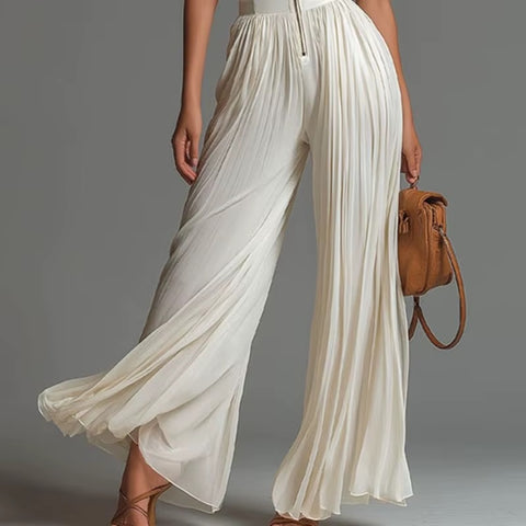 New High Waist Pleated Flowy Wide Leg Jumpsuit CODE: KAR5188