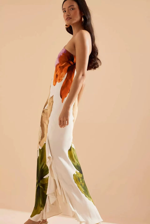 New Floral Print One-shoulder Elegant Maxi Long Dress CODE: KAR5189