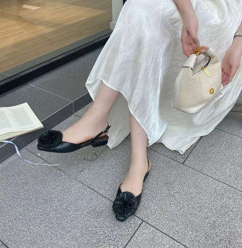 New Fashion Metallic 3D Floral Decor Slingback Buckle Strap Flat CODE: KAR5194