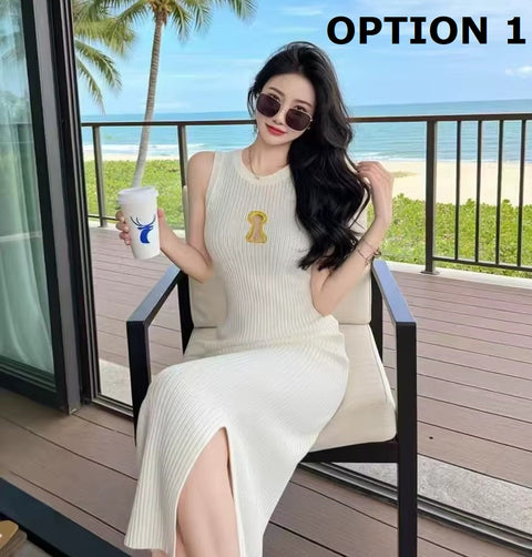 New Spliced Metal Buckle Knit Dresses CODE: KAR5197