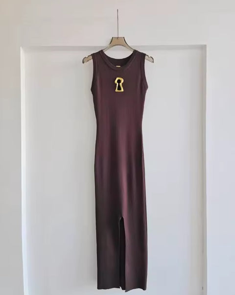 New Spliced Metal Buckle Knit Dresses CODE: KAR5197