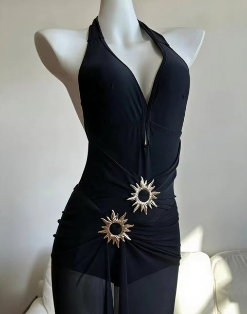New Deep V Neck Halter One Piece Sexy Swimsuit CODE: KAR5199