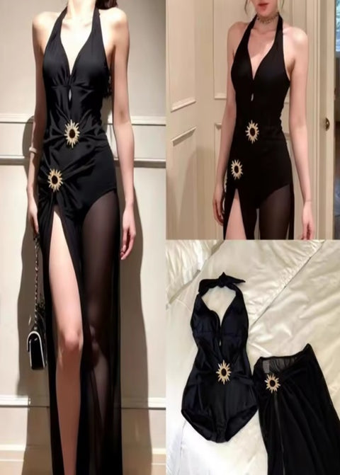 New Deep V Neck Halter One Piece Sexy Swimsuit CODE: KAR5199