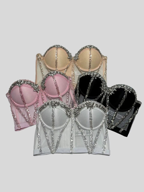 New Fashion Rhinestone Bustier Spaghetti Strap Corset CODE: KAR5200