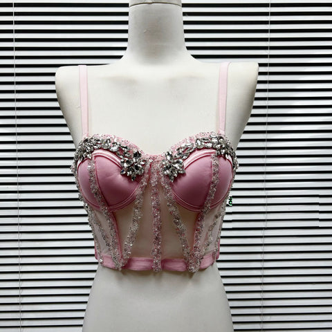 New Fashion Rhinestone Bustier Spaghetti Strap Corset CODE: KAR5200