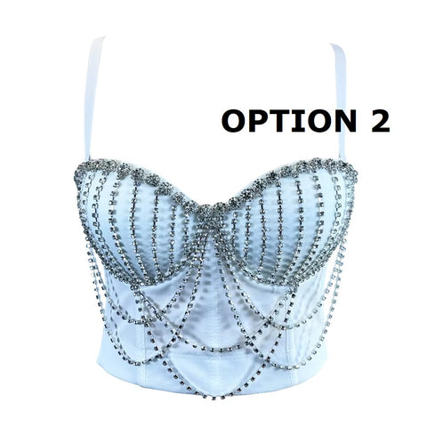 New Sexy Rhinestone Bustier - Tassels Corset Top CODE: KAR5203