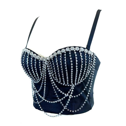 New Sexy Rhinestone Bustier - Tassels Corset Top CODE: KAR5203