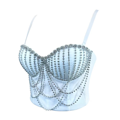 New Sexy Rhinestone Bustier - Tassels Corset Top CODE: KAR5203