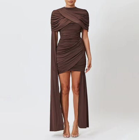 New Ruched Draped Party Unique Cocktail Mini Dress CODE: KAR5204