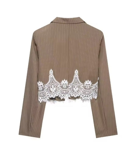 New Elegant Striped  Lace Patchwork 3-piece Set CODE: KAR5205