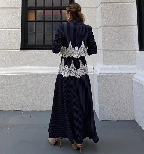 New Elegant Striped  Lace Patchwork 3-piece Set CODE: KAR5205
