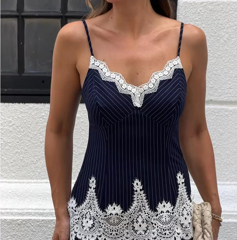 New Elegant Striped  Lace Patchwork 3-piece Set CODE: KAR5205