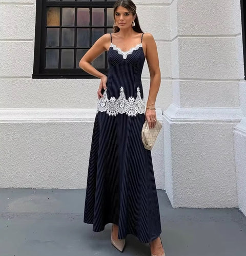 New Elegant Striped  Lace Patchwork 3-piece Set CODE: KAR5205
