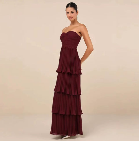 New Strapless Ruched Casual Outfit Maxi Dress CODE: KAR5213