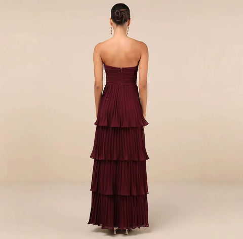 New Strapless Ruched Casual Outfit Maxi Dress CODE: KAR5213