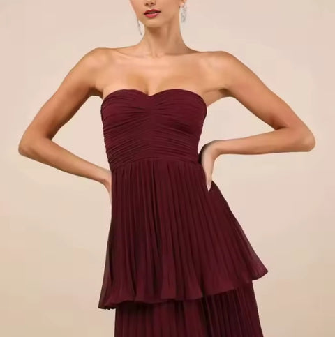 New Strapless Ruched Casual Outfit Maxi Dress CODE: KAR5213