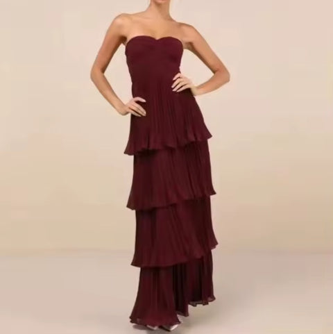 New Strapless Ruched Casual Outfit Maxi Dress CODE: KAR5213