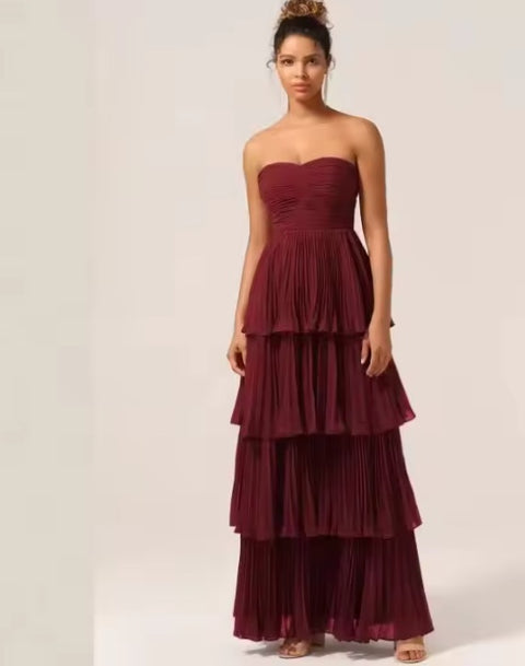 New Strapless Ruched Casual Outfit Maxi Dress CODE: KAR5213