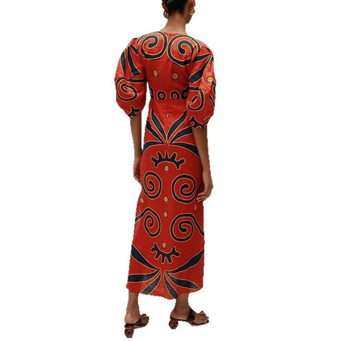 New V-neck Hollow Out High Waist Long Dress CODE: KAR5219