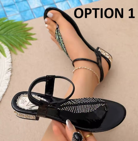 New Fashion Rhinestone Casual Flip-Toe Flats CODE: KAR5222