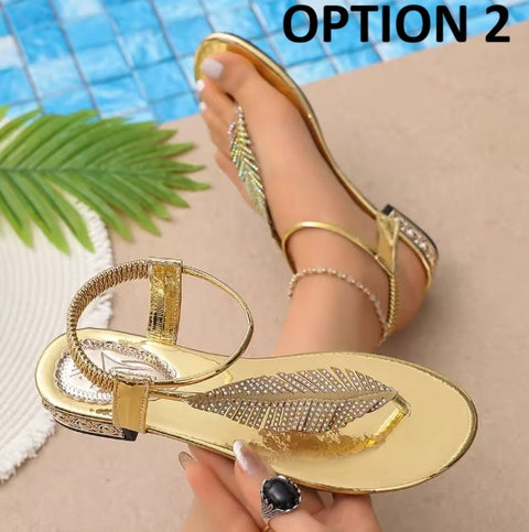 New Fashion Rhinestone Casual Flip-Toe Flats CODE: KAR5222