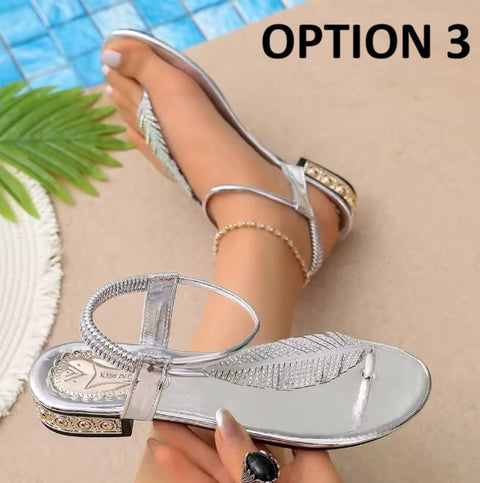 New Fashion Rhinestone Casual Flip-Toe Flats CODE: KAR5222