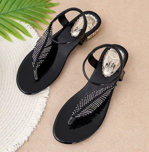 New Fashion Rhinestone Casual Flip-Toe Flats CODE: KAR5222