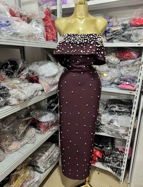 New One-Shoulder Beaded Backless Evening Long Dress CODE: KAR5223