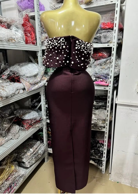 New One-Shoulder Beaded Backless Evening Long Dress CODE: KAR5223