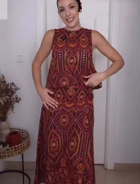 New Sexy Fashion Printed Sleeveless Casual 2 Piece Set CODE: KAR5225