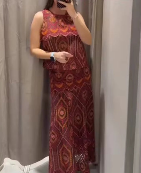 New Sexy Fashion Printed Sleeveless Casual 2 Piece Set CODE: KAR5225